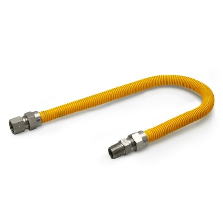 Flextron Gas Line Hose 5/8'' O.D.x24'' Len 1/2" FIPxMIP Fittings Yellow Coated Stainless Steel Flexible FTGC-YC12-24C